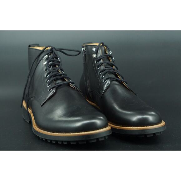 Warfield & Grand Clover Plain Toe Black Leather Ankle Boot Size 8 Men\'s Zip main image 10